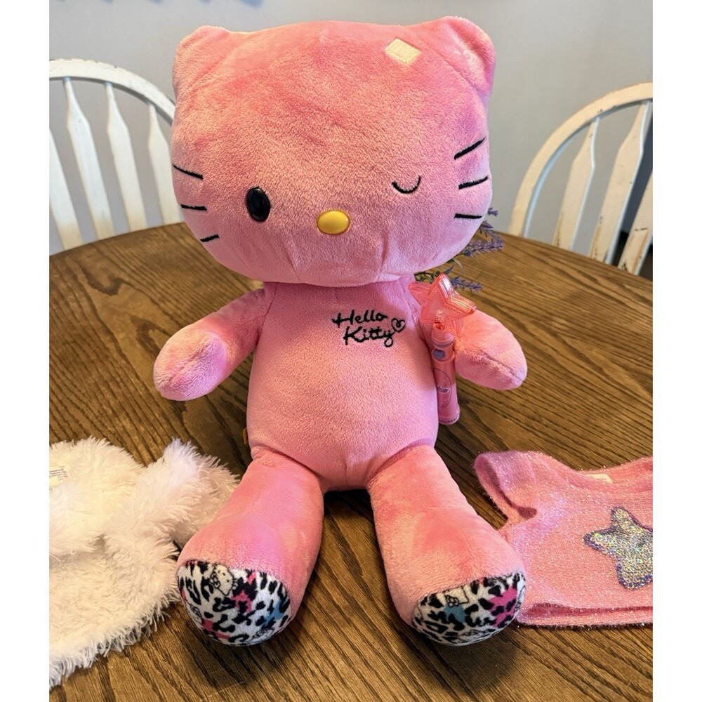 Build A Bear Hello Kitty Sanrio Pink Leopard Print Paws 19” Plush No Bow